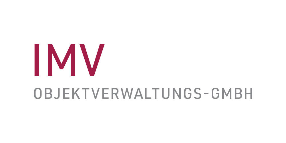 IMV Objektverwaltungs-GmbH Logo Logo der IMV Objektverwaltungs-GmbH in Magenta und Grau auf weißem Hintergrund