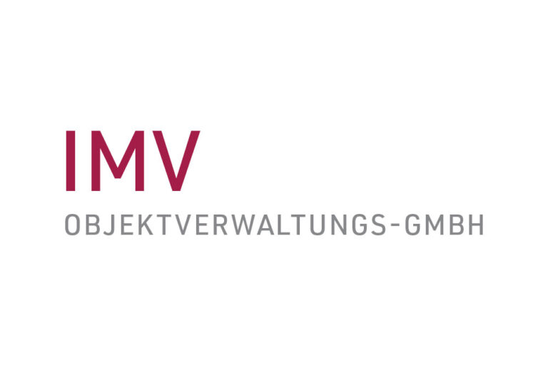 Logo der IMV Objektverwaltungs-GmbH in Magenta und Grau auf weißem Hintergrund