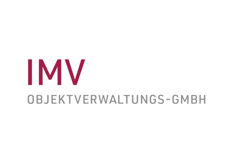 IMV Objektverwaltungs-GmbH Logo Logo der IMV Objektverwaltungs-GmbH in Magenta und Grau auf weißem Hintergrund