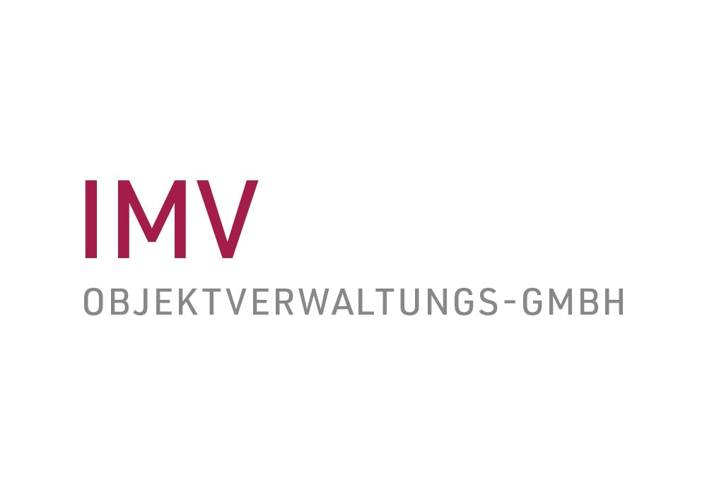Logo der IMV Objektverwaltungs-GmbH in Magenta und Grau auf weißem Hintergrund